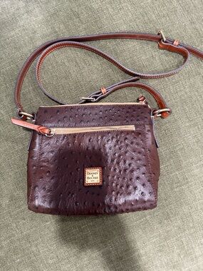 Dooney & Bourke Dark Brown Ostrich-Embossed Crossbody